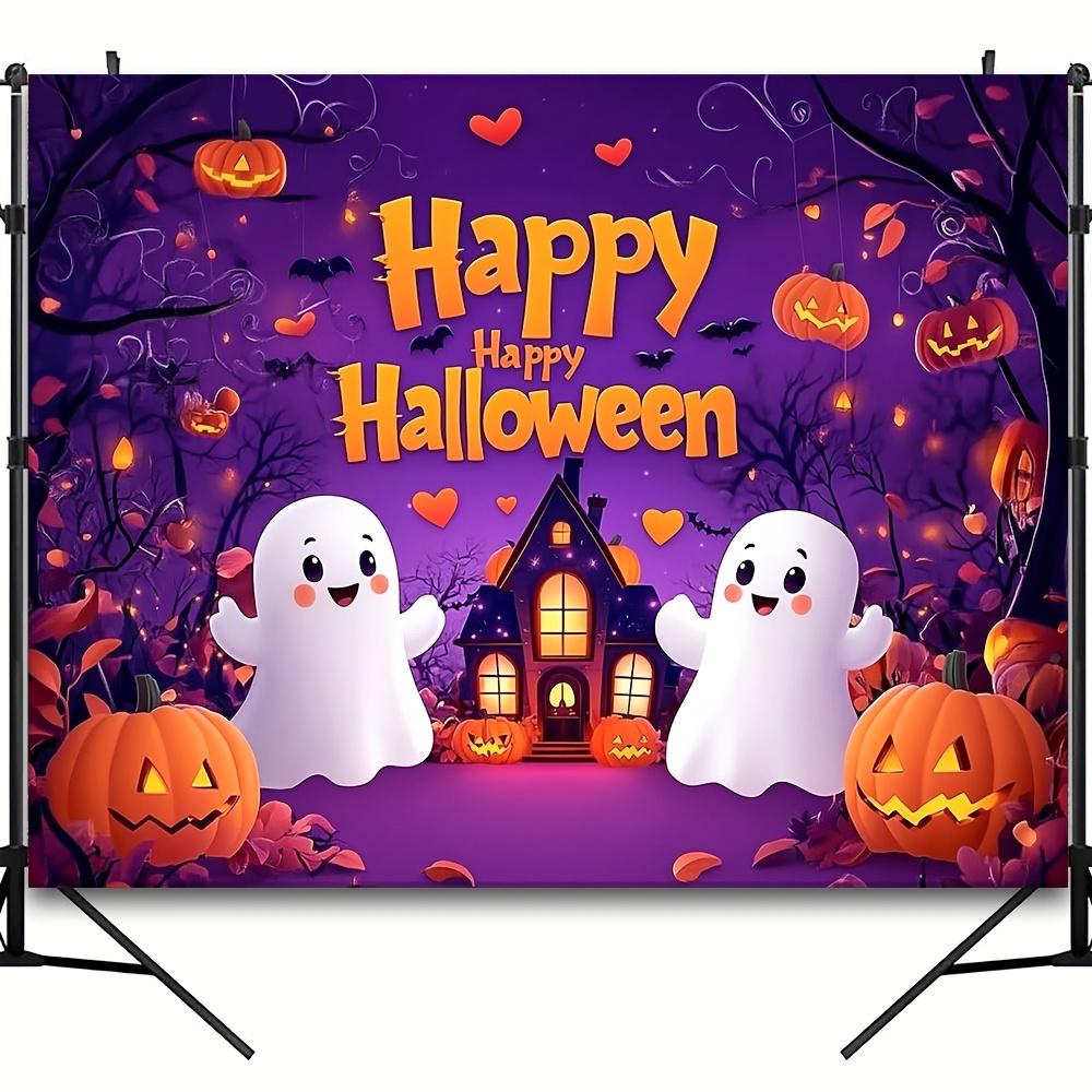 Ghost Pumpkin Halloween Banner - Perfect for Party Backdrop and Photo Booth Durable Polyester Fabric Decoration Item