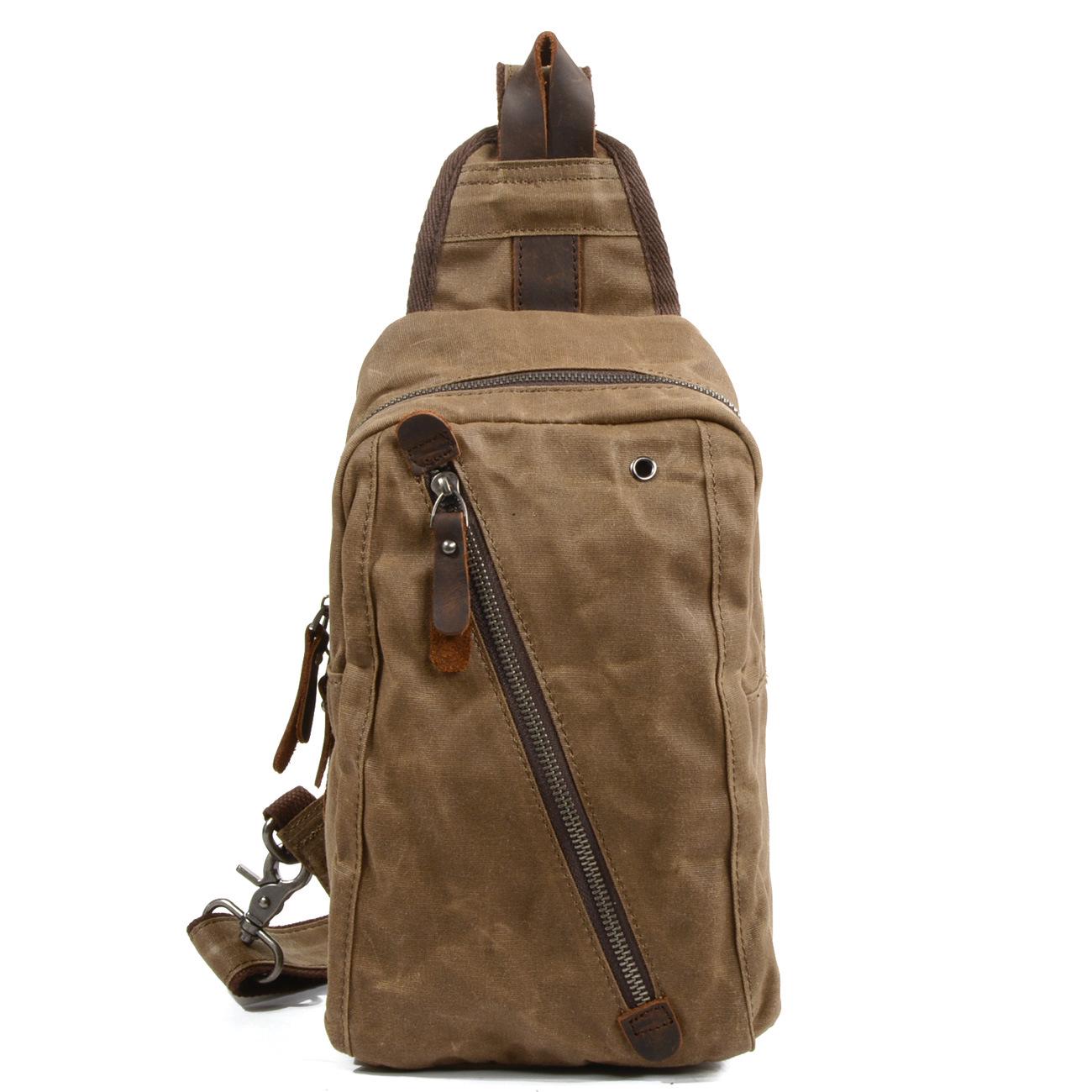 

Korean Trendy Men s Mini Canvas Chest Backpack - Versatile, Casual, Two-Way Style хаки