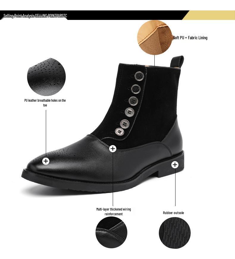 Men's Retro Leather Side-Zip Buckle Martin Boots