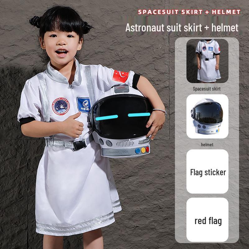 Kids' Short-Sleeve Space Astronaut Costume with Light-Up Helmet