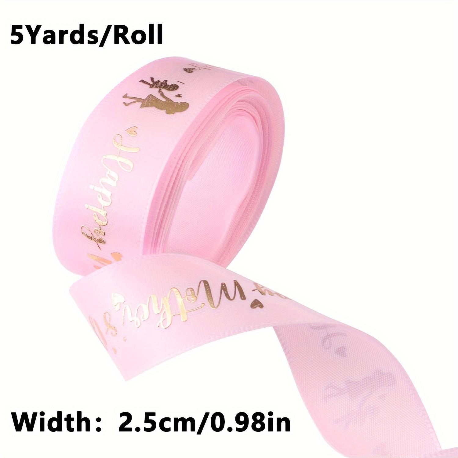 

5 Yards Happy Mother s Day Ribbon, Pink Red Ribbon for Gift Wrapping, Satin Ribbon for Flower Bouquet Moms Birthday Day Thank 5 yards рожевий