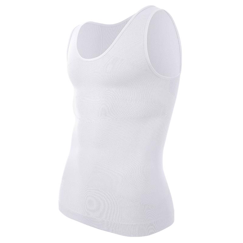 

Sleeveless Compression Shirt for Men Slimming Shapewear Deep U Neck Tank Top Tummy Control Waist Trainer Workout Undershirt M білий