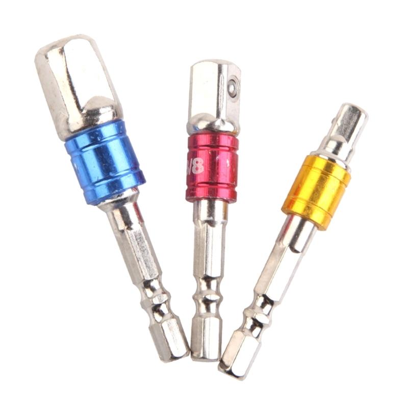 1/4in 3/8in 1/2in Stecknussadapter Schlagschrauber-Bits Sechskantschaft Bohrerbit Bohrerverlängerungsbit Stecknuss auf Bohrer Adapter