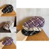 Womens Casual Checkered Pattern Beret Hat For Spring Autumn Wool Fabric Sun Shade