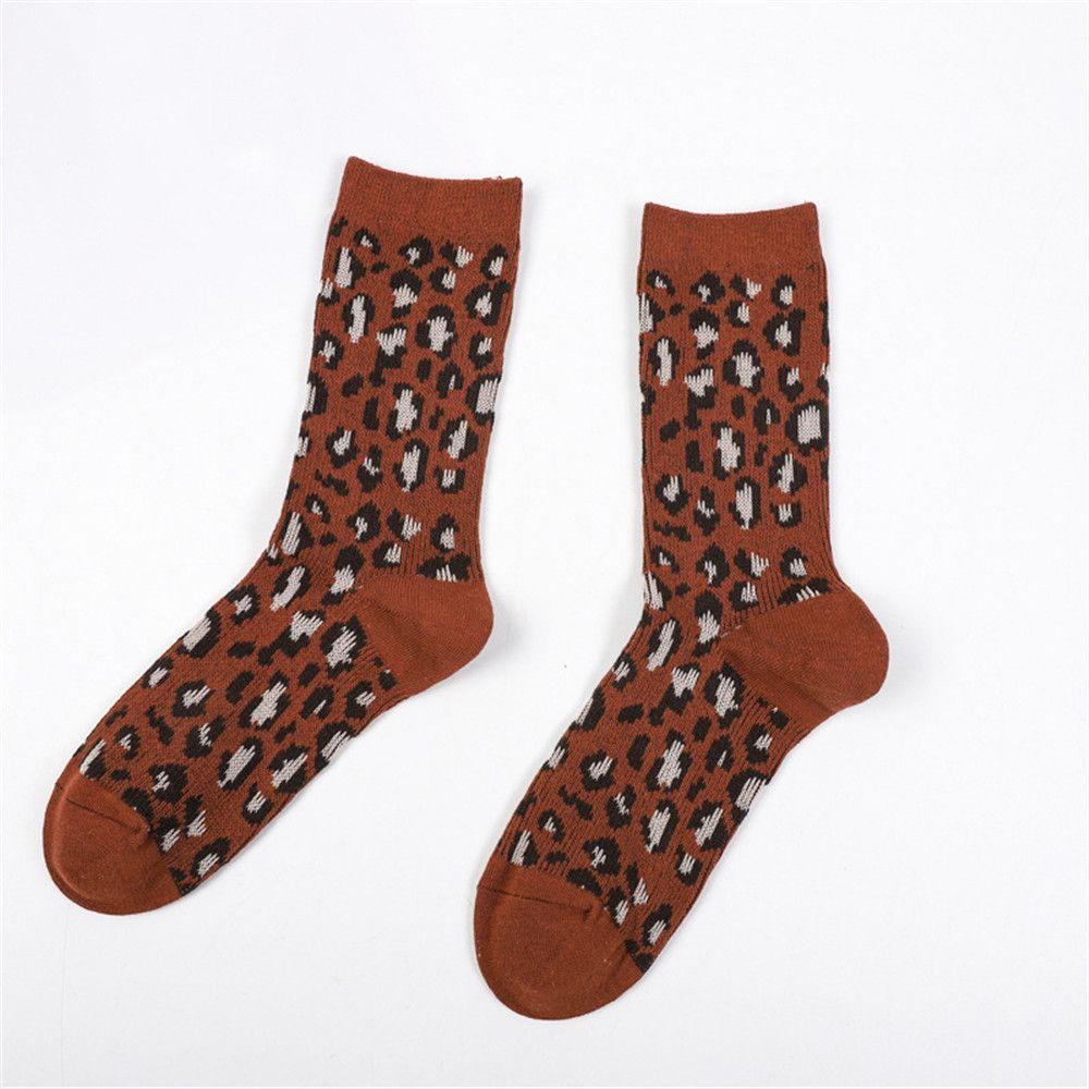 Christmas Gifts Comfortable Retro Breathable Harajuku Women Socks Skateboard Socks Leopard Print