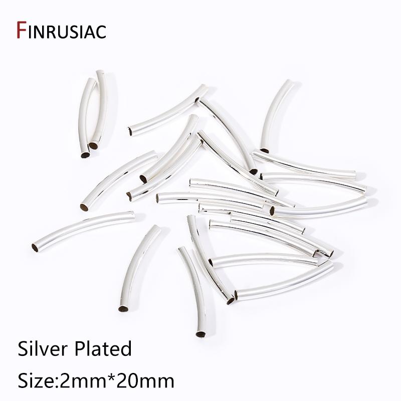 14/18k Gold Plated Brass Smooth Long Curve Tube Spacer Beads,20/30mm Tube Beads Connectors For DIY Jewelry Making Accessories
