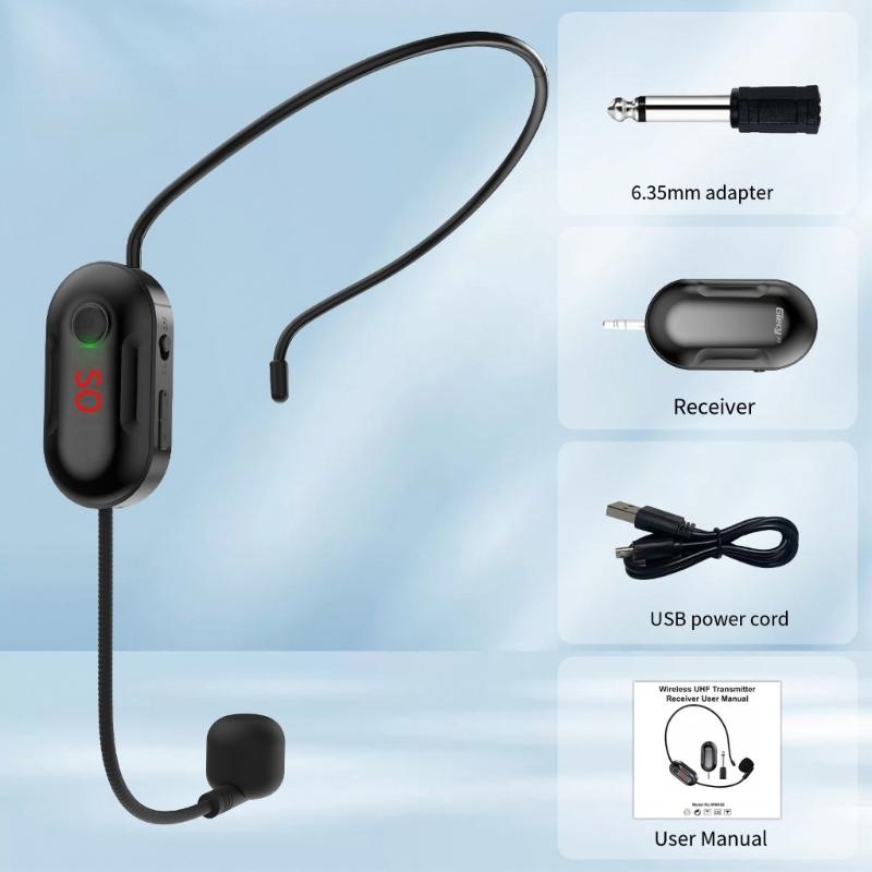 Wireless Microphone Headset UHF Stable Transmission for Teaching Guides and Public Speaking