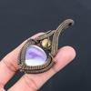 Natural Sage Amethyst, Labradorite Gemstone Copper Wire Wrap Pendant 3.15" K3O09