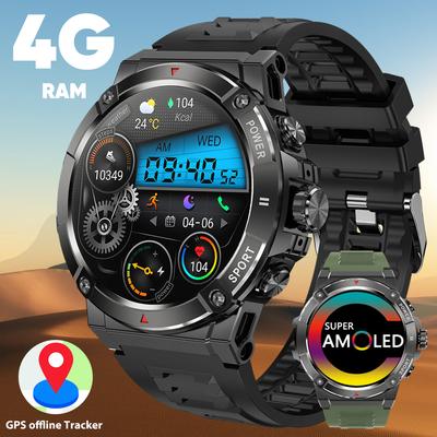 SACOSDING 1.43inch Amoled Screen Smartwatch 4G Memory Off-line Map BT Calling IP68 Waterproof Sports Mode GPS Smart Watch for Men