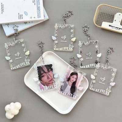 Kawaii Acrylic Photocard Holder Transparent Pendant Photo Card Protector Music Portable ID Badge Holder For Credit Card