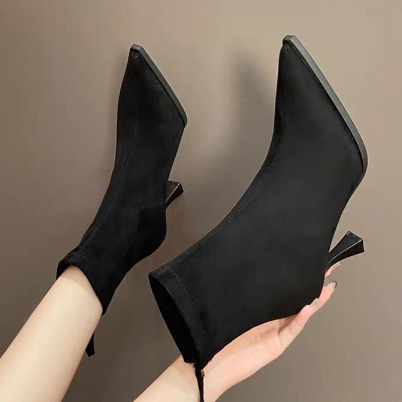 Boty pro ženy 2024 Vysoká kvalita Zadní zip Dámské kozačky Módní Leopardí potisk Moderní kozačky Dámské Sexy Špičaté kotníkové boty