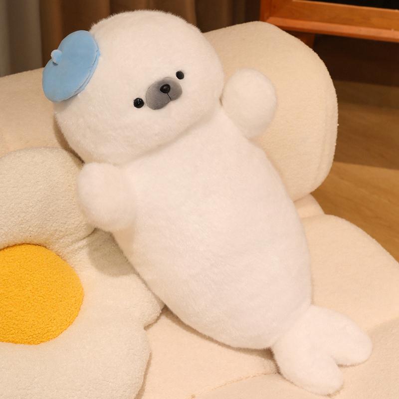 Super Cute Seal Plush Doll Lifelike Comfortable Sea Otter Throw Pillow Stuffed Animal Sleep Companion Doll Birthday Gift