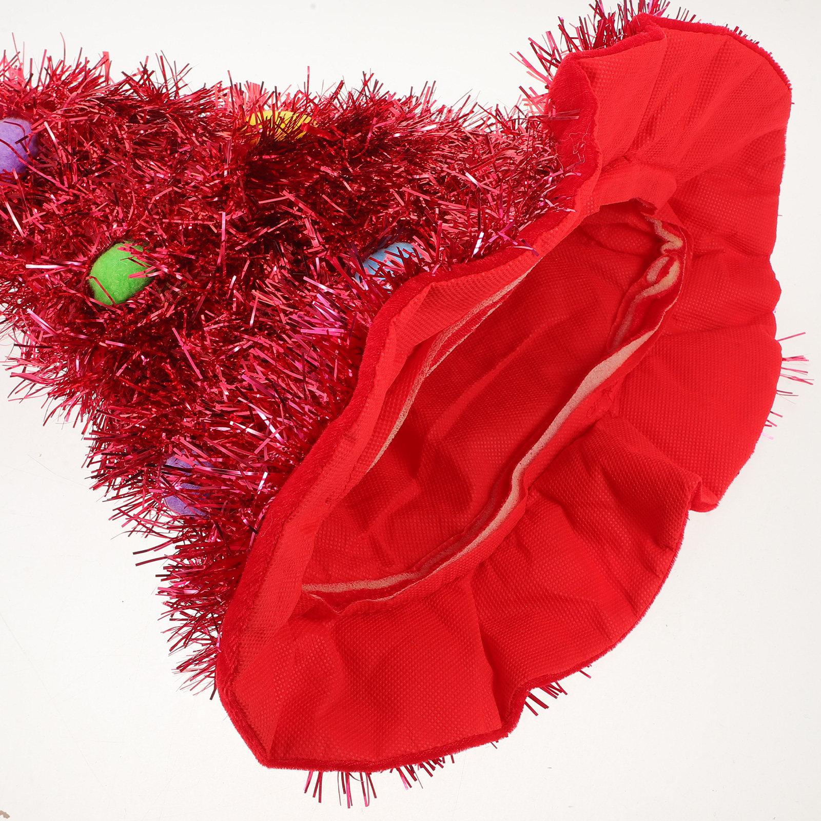 

Large Red Tinsel Christmas Tree Hat Ornament Cone Novelty Party Hat Ugly Sweater Stage Performance Costume Holiday Accessories other