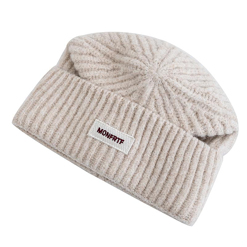 New Style Slouchy Hats Beanie Hats Winter Cap Y2K Warm Cap For Women Solid Color MONFRTF Letter Winter Knitted Girl Hats
