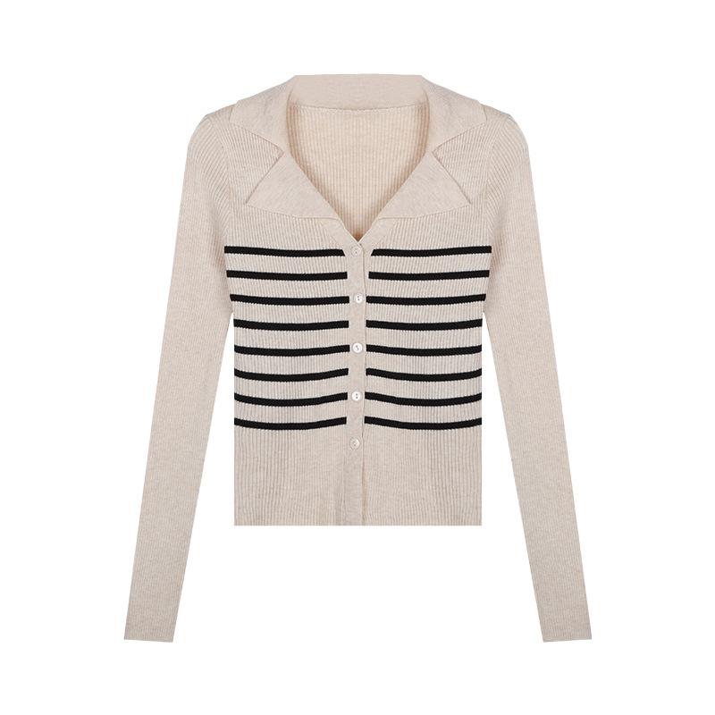 Casual Long-sleeved Niche Knitted Cardigan Jacket Women's Autumn Slim-fitting and Thin Short Shirt