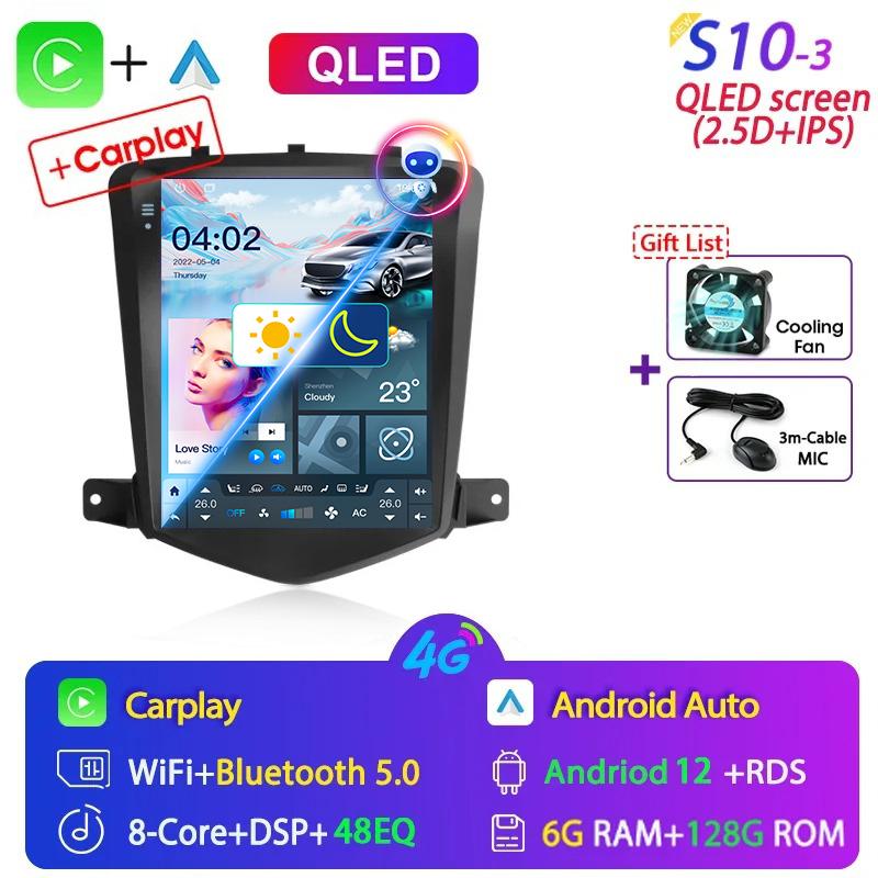 9.7" Android 12 Carplay Car Radio for Chevrolet Cruze J300 2008 - 2012 Multimedia Player 2 Din GPS Stereo DVD Head Unit