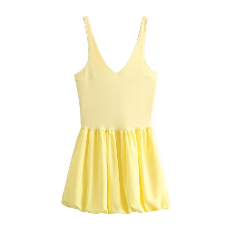 

Spring Collection: European & American Style Street Fashion Short Sling Dress Medium жёлтый