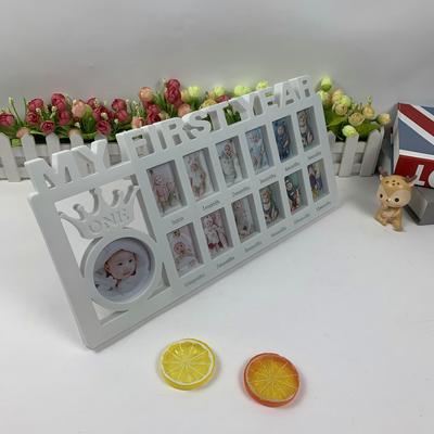 Det första året Baby Minnesram 0-12 månader Bilder Fotoram Souvenirer Barn Växande Minne Gåva Barn Gåva