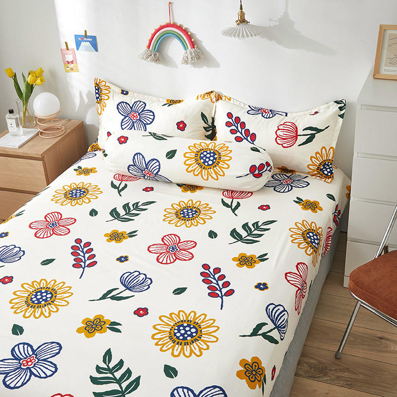 Smooth and Comfortable Queen Size Fitted Bed Sheet with Elastic Band King Size Bed Cover Floral Style Sabanas Cama