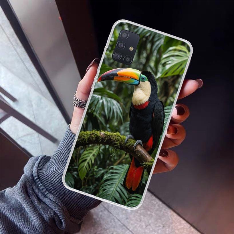 Tropical Toucan Phone Case For Samsung Galaxy A52 A51 A50S A32 A22 A12 A02S A72 A71 A31 A70 A30S Note 20 Ultra 10 Plus S10 Galax