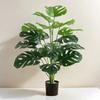 Artificial Monstera Deliciosa Plant in Woven Basket. 24-inch Tall Faux Tropical Decor for Home or Office