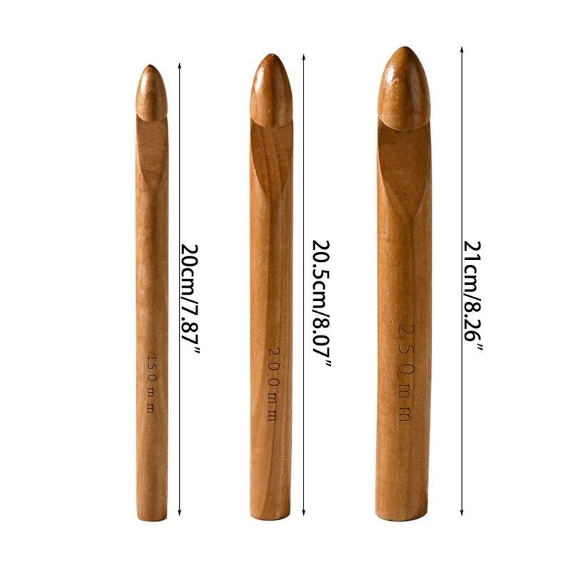 Large Wooden Crochet Needle Set for Super Chunky Yarn or Thick Fabric Strips top sale