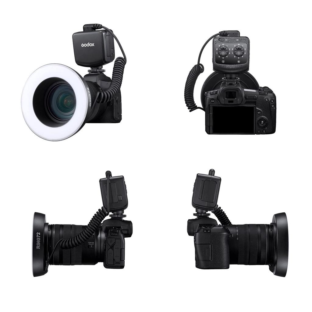 GODOX RING72 Macro LED Ring Dimming for Cameras and SLR Ideal for Supplementing Video and Animal and Plant Light, 5600K, 10-Level Dimming, 10%-100%