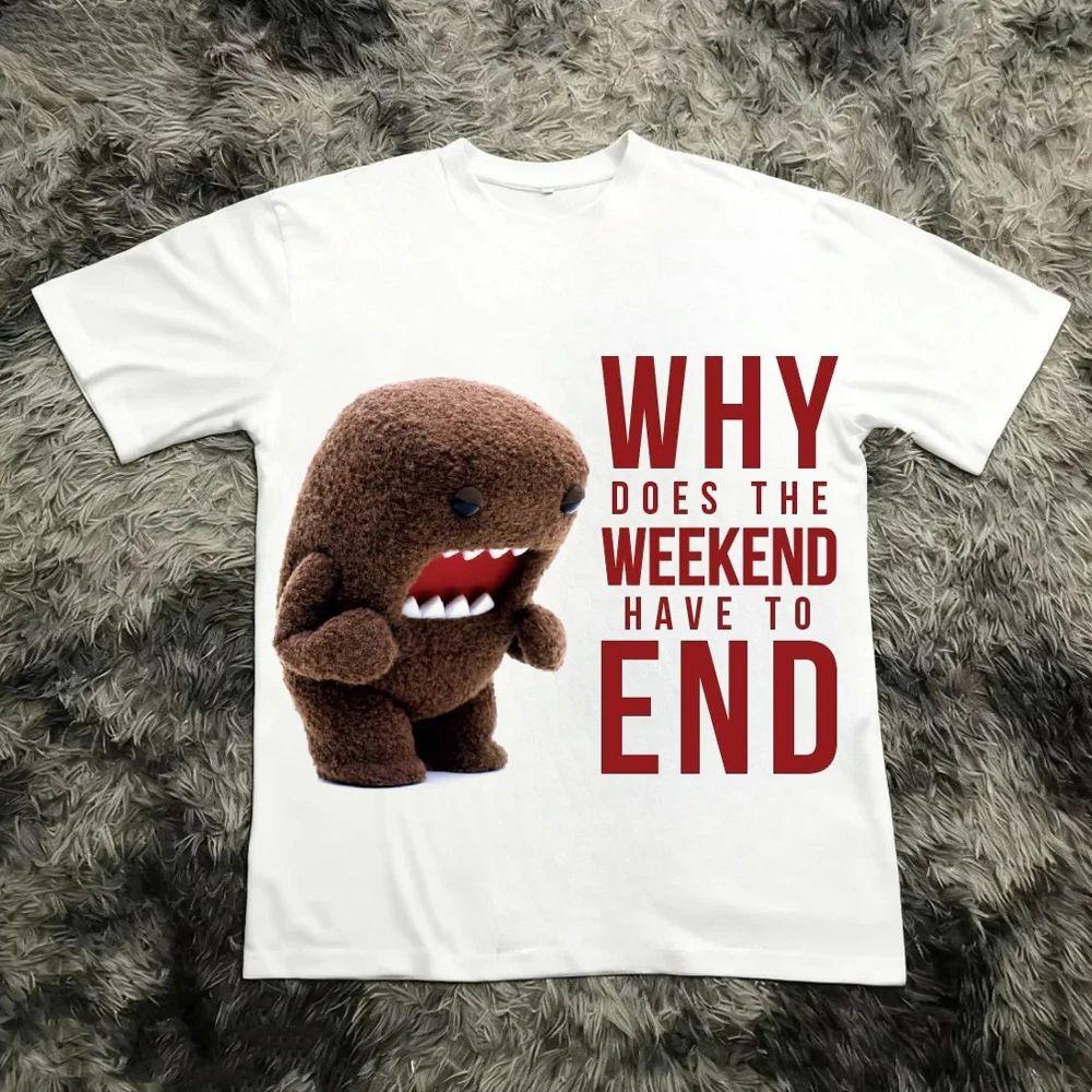 Domo Kun Funny Pattern Daily Print TShirts Vintage Y2k Tops Casual Loose Streetwear Rock Gothic ShortSleeves Tops Unisex