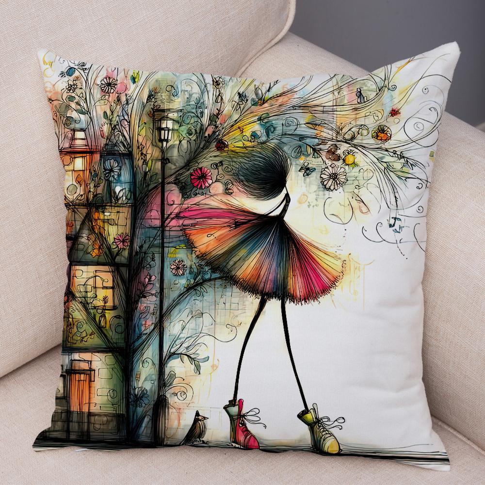 Nordic Style Geometric Women Cushion Cover Decor Cartoon Children Soft Plush Pillow Case 45X45Cm Pillowcase For Sofa Home Car