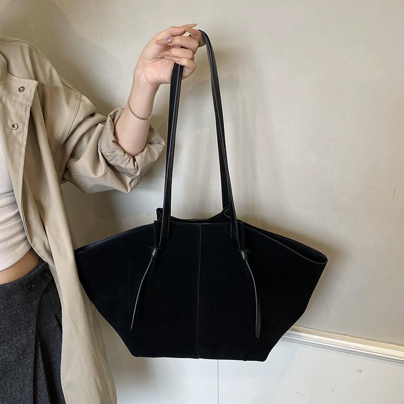 Light Luxury Brand Designer Wing Bag Frosted Suede Tote Bag Solid Color Versatile Large Capacity Women Storage Underarm Bags