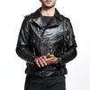 Mens PU Leather Biker Jacket With Multiple Pockets Casual Motorcycle Riding Coat Winter