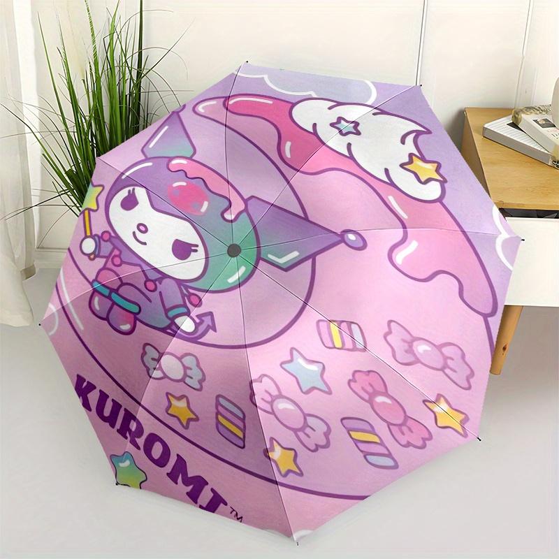 

Kuromi,Pastel Automatic Folding Umbrella-Simple 8-Rib Design, Bright Cartoon Pattern, Durable Iron Frame, Suitable For Travel, Outdoor, Beac