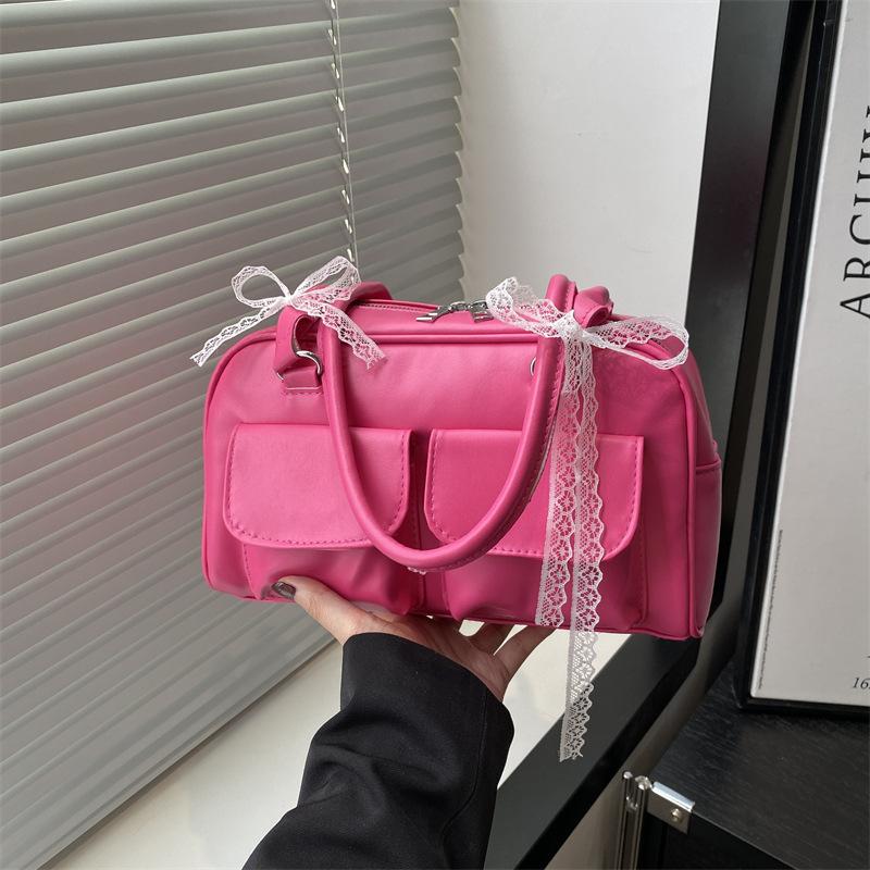

Trendy underarm bow bag women s new fashion versatile shoulder bag bowling bag роза розовый