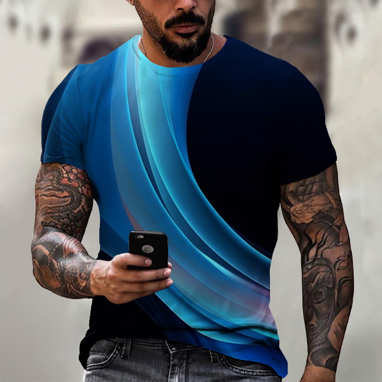 

Мужская футболка с коротким рукавом и принтом, летняя круглая шея, трендовая повседневная толстовка XL небесно-голубой