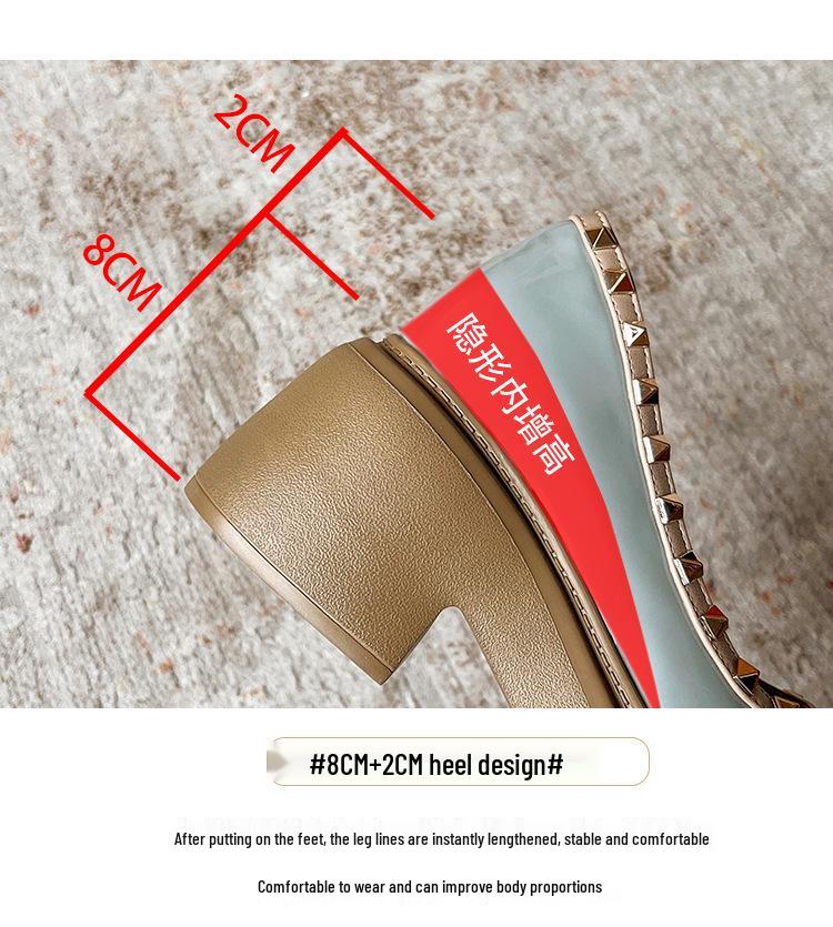 2025 Damskie buty w stylu koreańskim ze szpiczastym noskiem i ukrytym obcasem - Ćwiekowane, kolorowy blok, lakierowana skóra
