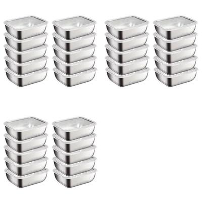 A25F-30Pcs Stainless Steel Food Storage Containers With Flip-Top Lids Reusable Fridge Organizers For Kitchen Picnics Food