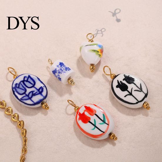 Versatile Jewelry Charm Handmade Ceramic Necklace Pendant, Star Fish Flower Charms with Golden Plated Pendant Findings, Ocean Theme for DIY