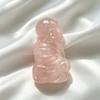 Rose Quartz Laughing Buddha Figurine, 2026 Crystal Feng Shui Ornament, Healing Love Stone Home Office Decor Gift