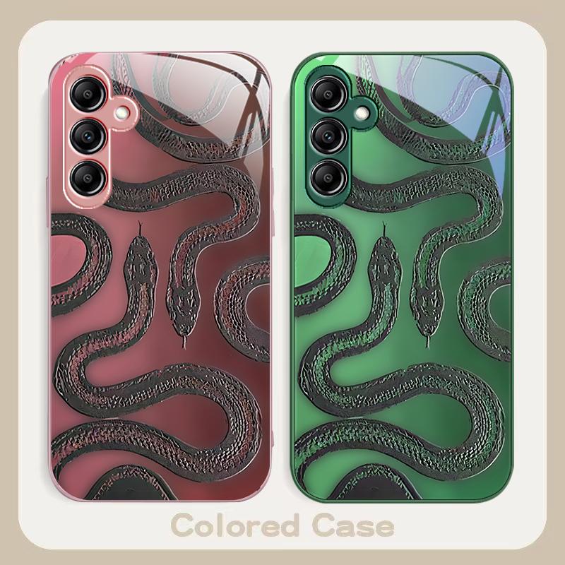 Black green king snake For Samsung A 20 30 22 23 24 25 26 31 32 33 34 35 42 50 51 52 53 54 55 56 70 71 72 73 glass phone case