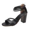 Large Size Sandals Women Casual Chunky Heel Shoes One Strap Back Zipper High Heel Roman Ladies Sandals