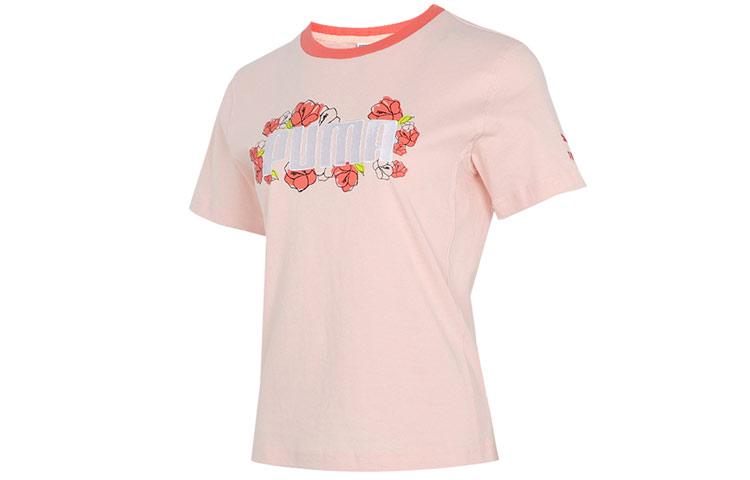 PUMA T Shirts Women s Pink Crew Neck Moderate Straight Fit 532042-27 S
