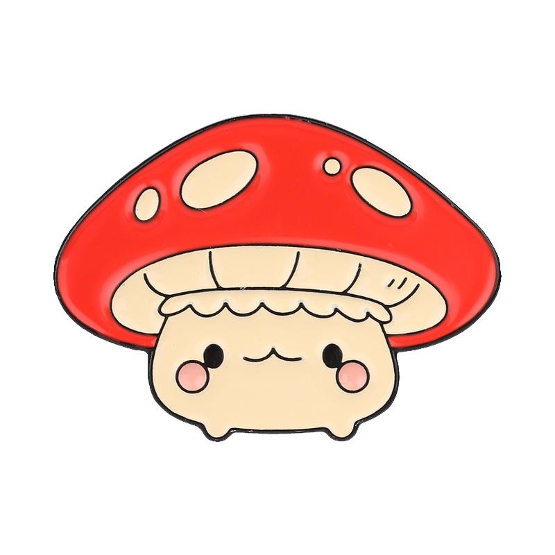 Cute Mushroom Enamel Pins Cartoon Red Pink Toadstool Brooches Cottagecore Badge Forest Fungi Jewelry Gift For Friends