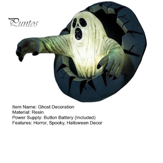 Décoration Fantôme Halloween Épouvante Sortir du Mur Décoration Murale, Lumineuse Décorative pour Statue en Résine d'Horreur Maison Hantée, Figurines de Maison de Fête