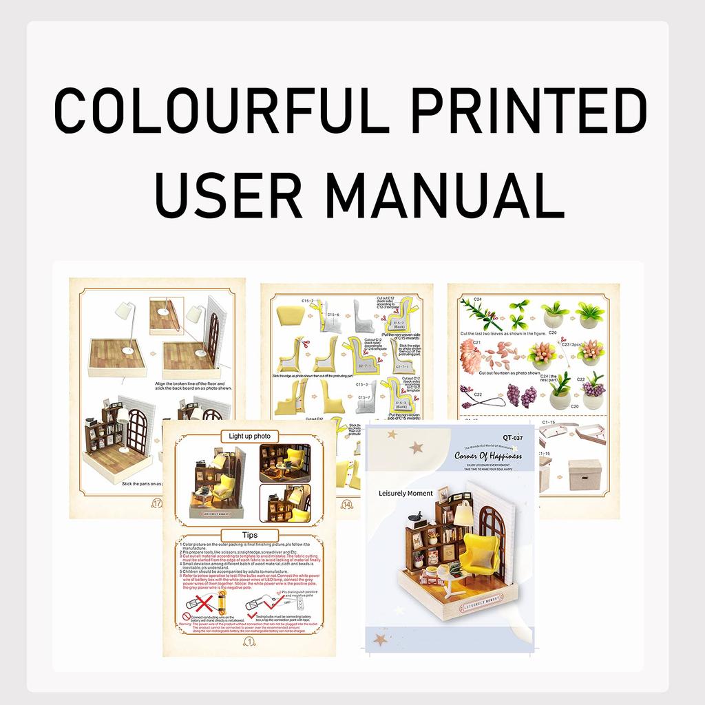 CUTEROOM Dollhouse Wooden DIY Miniature House Kit with LED Light and Dustproof Perfect for Decoration or As a Holiday or Birthday Gift for Adults and