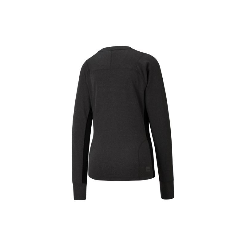 Puma W Seasons Polypropylene Raincell Long Sleeve Solid Color Crew Neck Pullover Casual T-Shirt Women Tops Black 523228-01