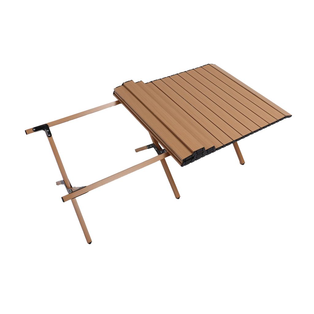 Masa laterala portabila de camping cu suport cu 3 picioare Masa pliabila de culoarea lemnului usor