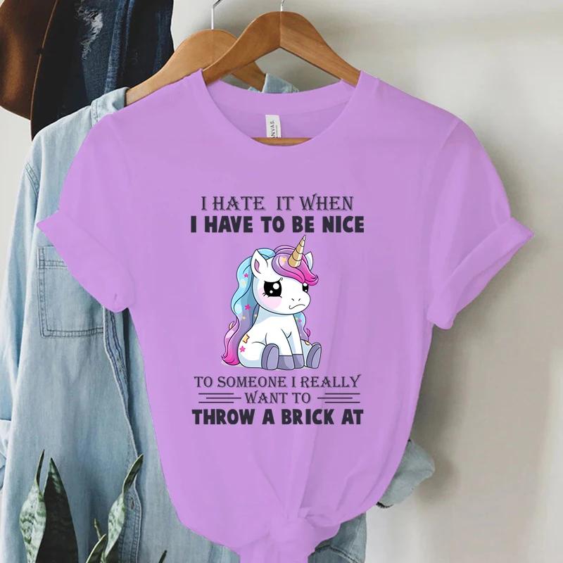 Cute Unicorn Graphic T Shirts Vintage Casual Tees New Fashion Harajuku Womens Clothing Y2k Grunge Tops Ladies Korean Tshirt