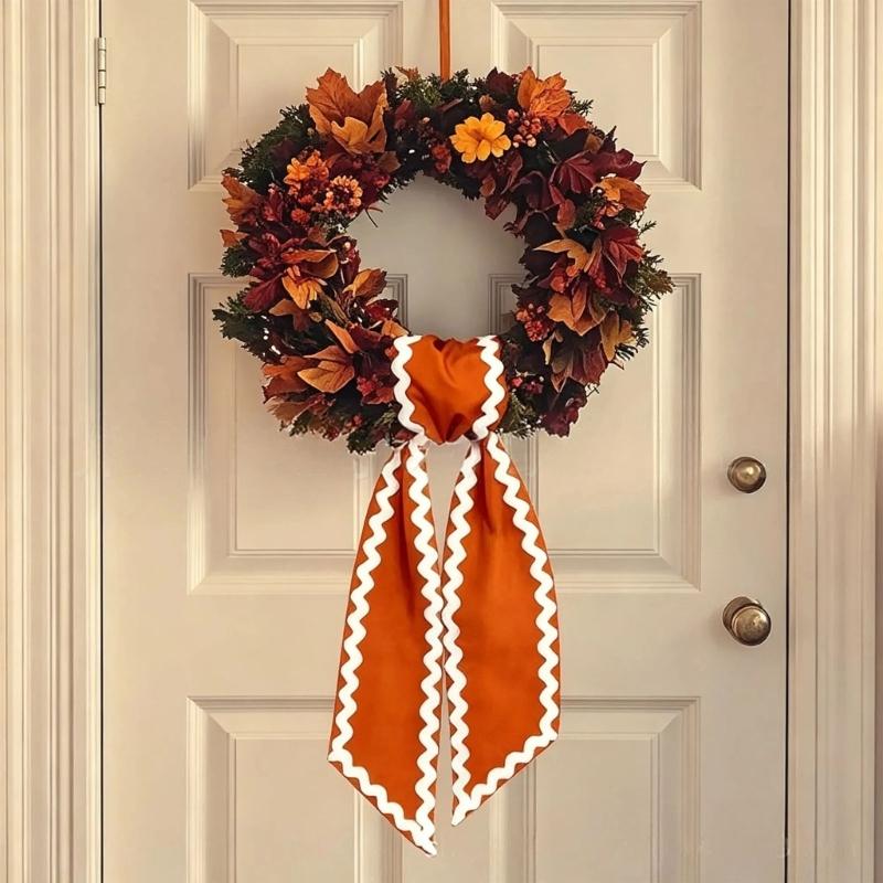 Entryway Wreath Ribbon Tie, Polyester Holiday Accent for Fall Gatherings, Thanksgiving Display and Classroom Use