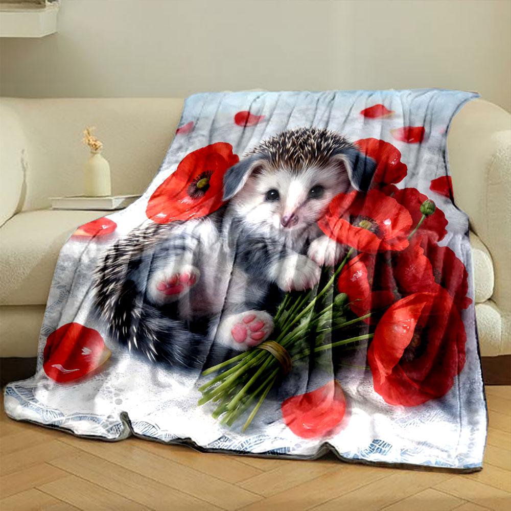 6 Styles Flowers and Puppies Print Blanket Children Adult Blanket Soft and Warm for Sofa Outdoor Travel Blanket Luxury Gifts