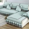 Jacquard Wide Hem Sofa Cover Couch Covers Exquisite Sofa Cushion Lace Fold Vertical Antiskid Grain Hostel Home Decor Sofa Towel
